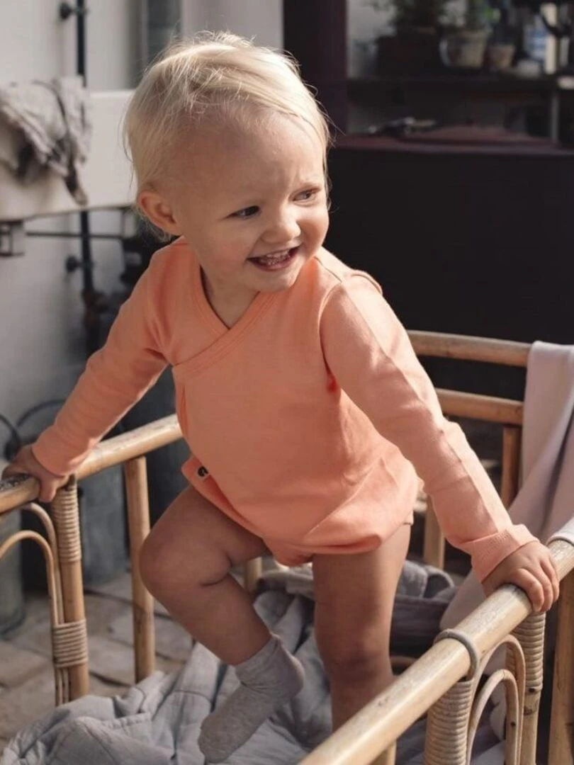 Body Bébé en Coton Pima Bio Pêche Rose
