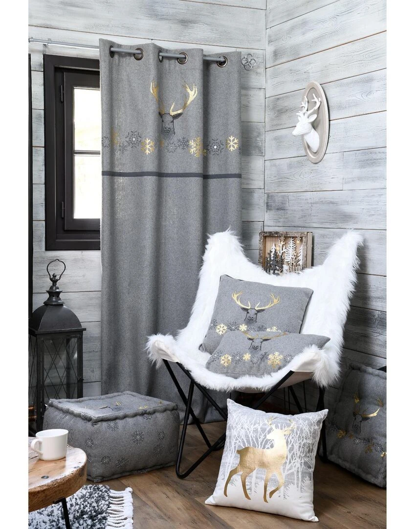 Rideau rennes Effet laineux Gris clair