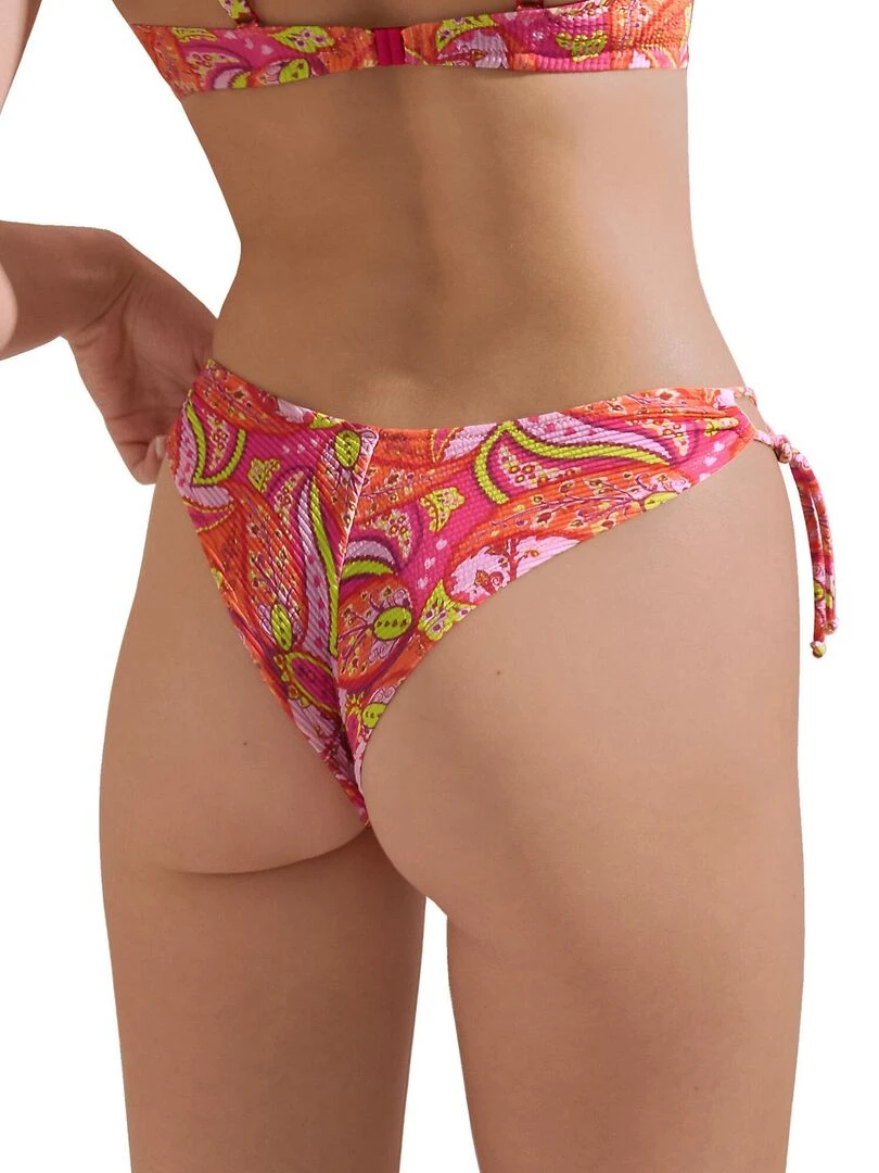 Bas maillot brésilien de bain échancré taille basse Kavala Orange corail