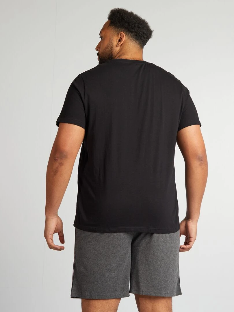 Pyjma court   Tee shirt + short   2 pièces   Noir