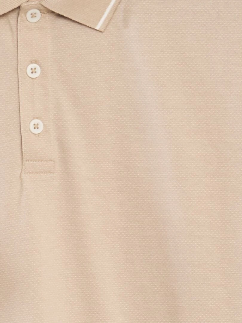 Polo en piqué de coton effet moucheté   Beige