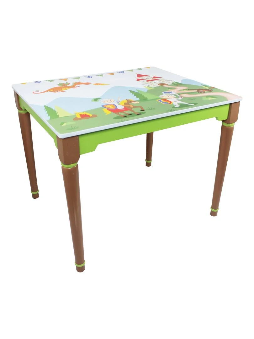 Ensemble table avec 2 chaises pour chambre enfant ou bébé garçon Knights & Dragons TD11837A Vert