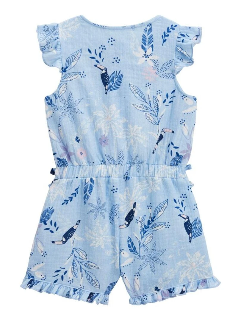 Combishort bébé + chapeau en gaze de coton bleue Bella Chica   Bleu