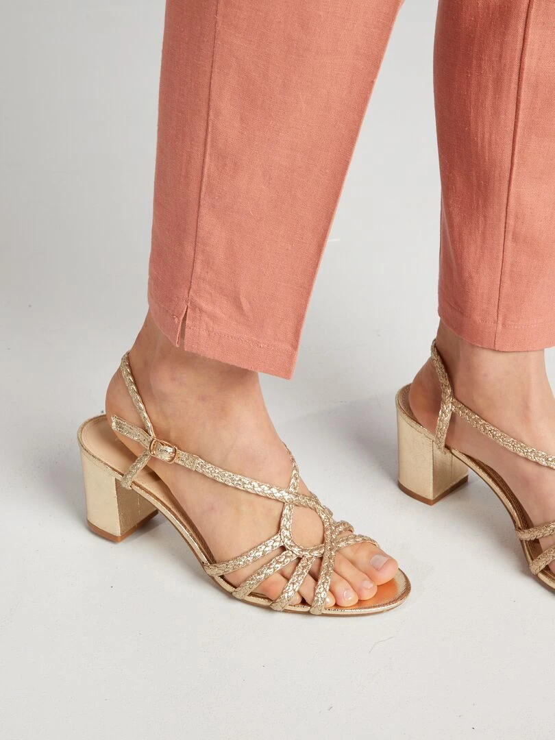 Pantalon cigarette en lin   Vieux rose