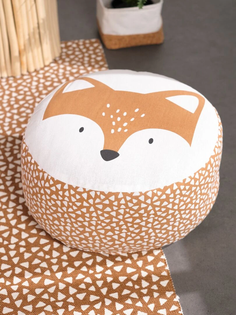 Pouf imprimé 'renard' Ocre