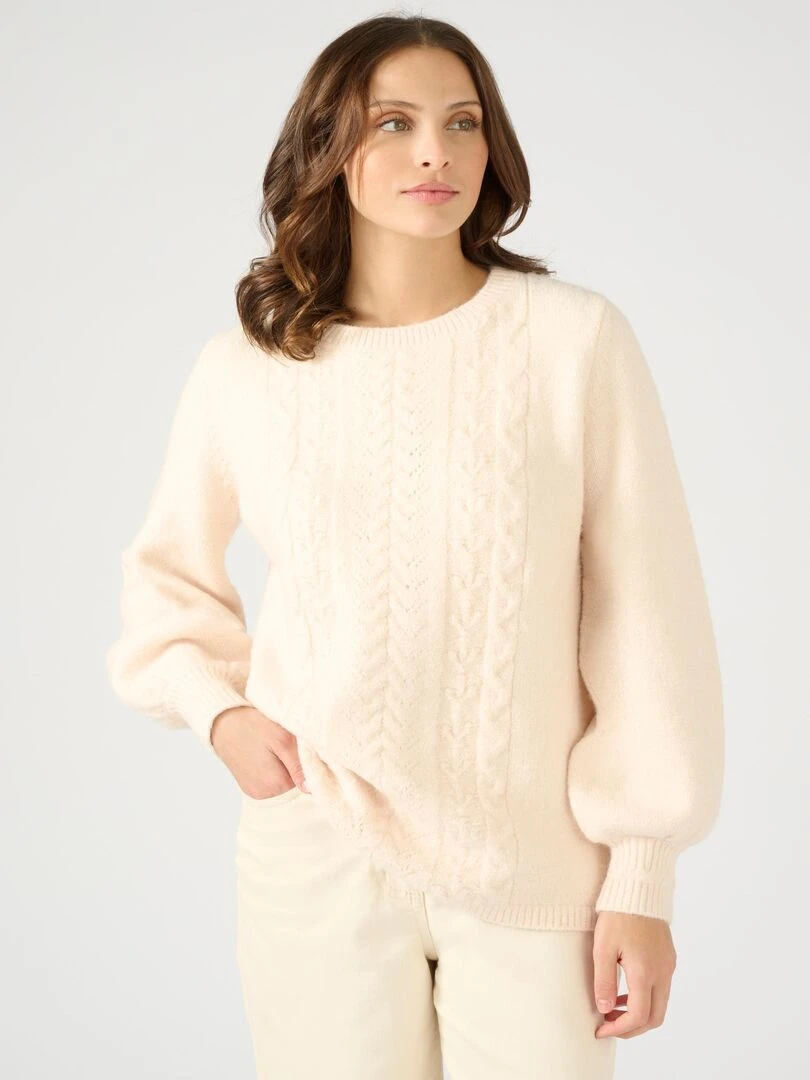 Pull jeu de maille fantaisie Thermolactyl Damart Beige