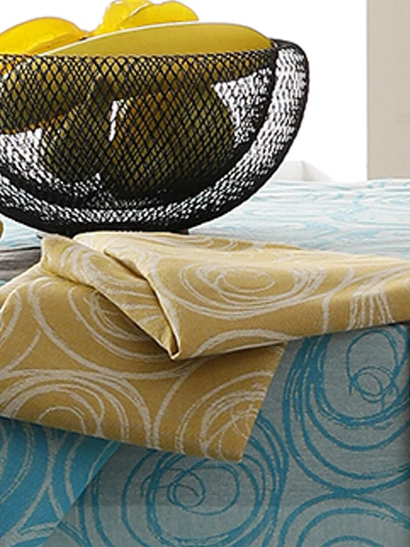 Lot de 3 serviettes de table spirale Jaune