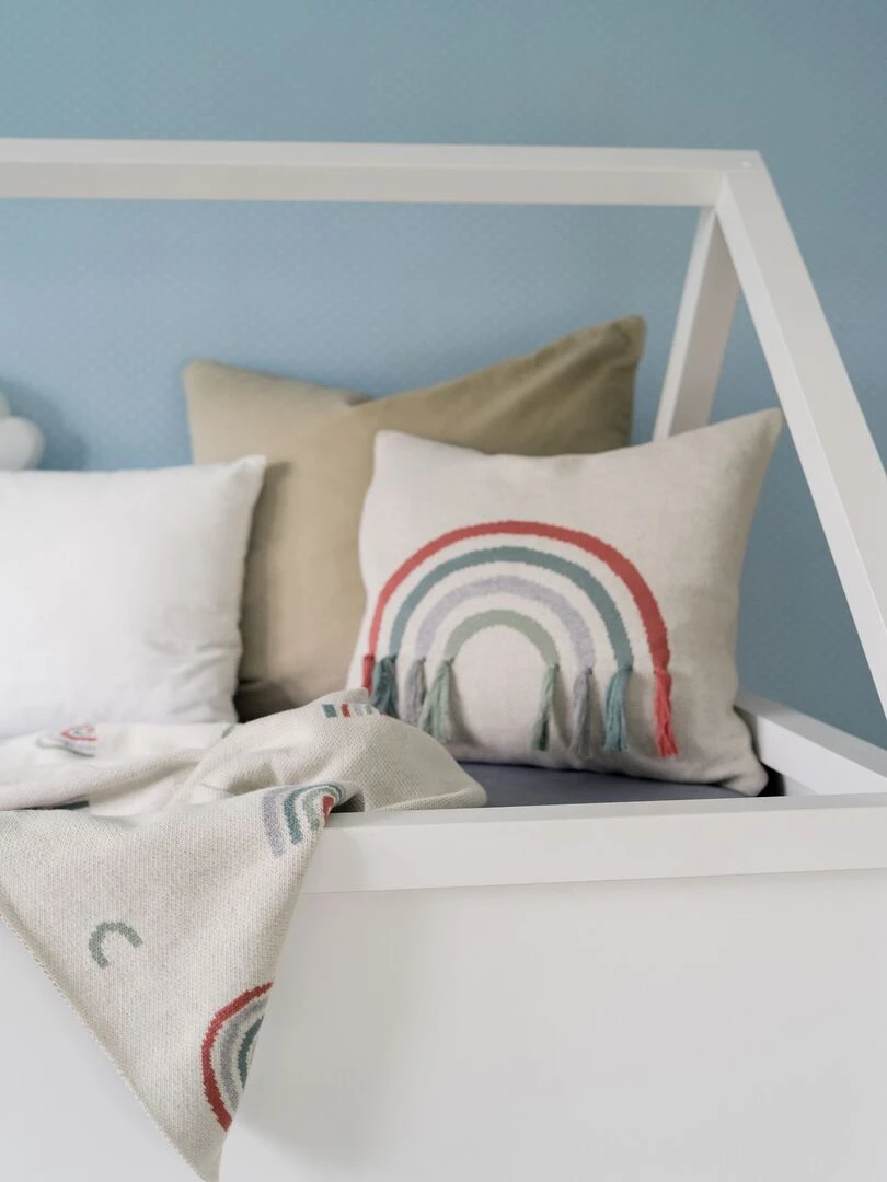 Housse de coussin bébé Arc en ciel en coton Multicolore