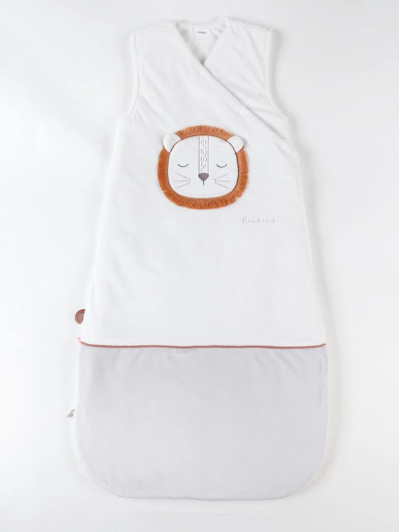 Gigoteuse 100 cm Babou en Veloudoux  écru/gris clair   Blanc