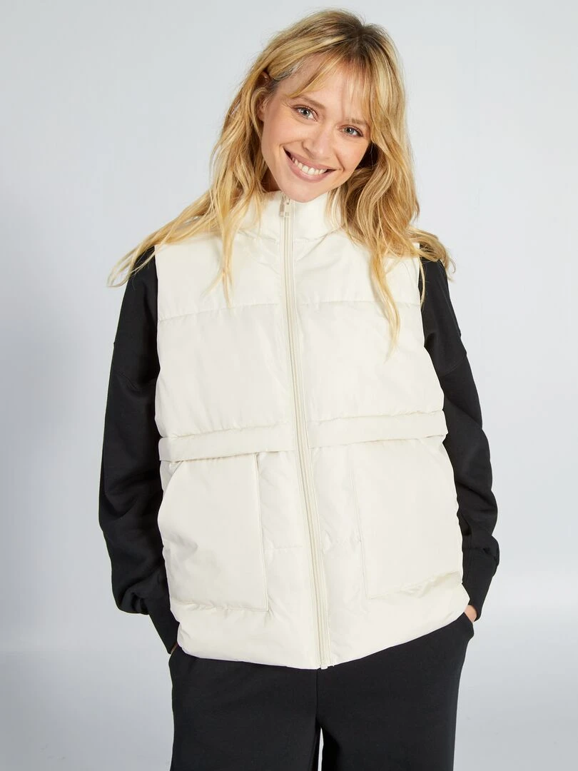 Doudoune matelassée sans manches   Beige