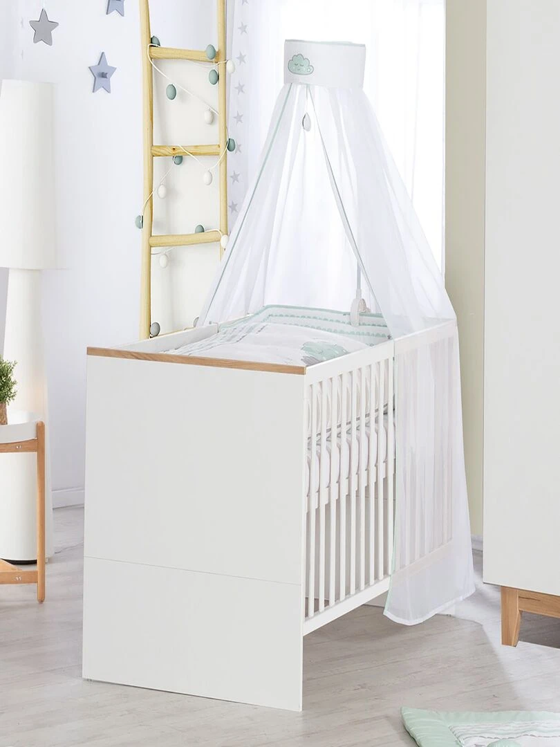 ROBA Lit bébé évolutif "Finn" 70x140 Hauteur Réglable 0 à 7 Ans Blanc/Décor Chêne Doré Blanc Blanc