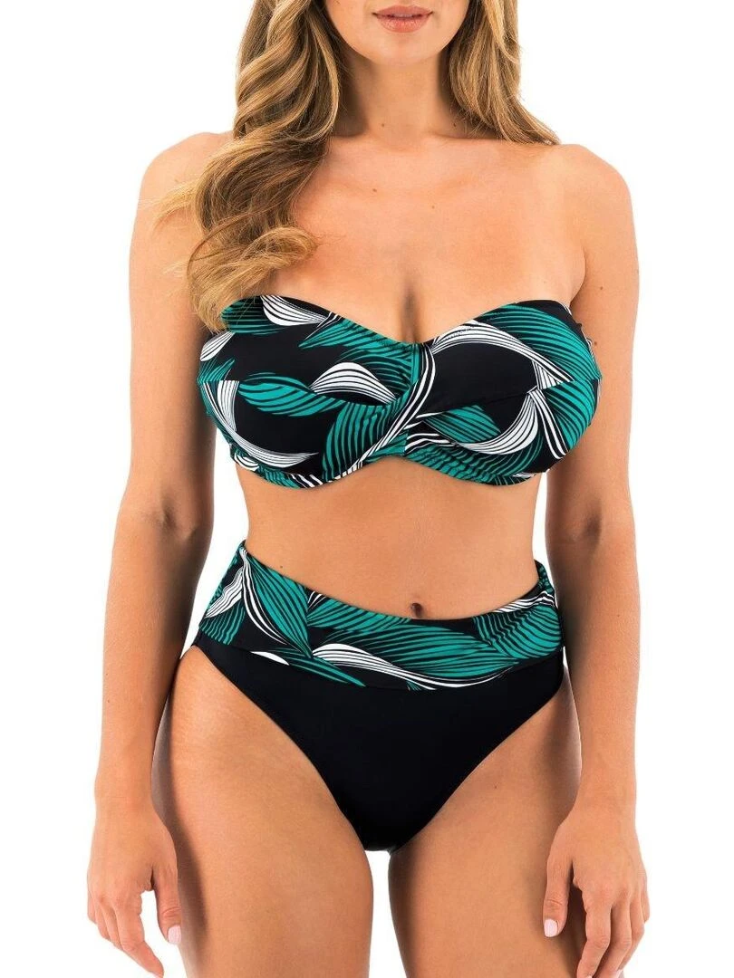 Bas de maillot de bain taille haute ceinture ajustable Saint Lucia Noir