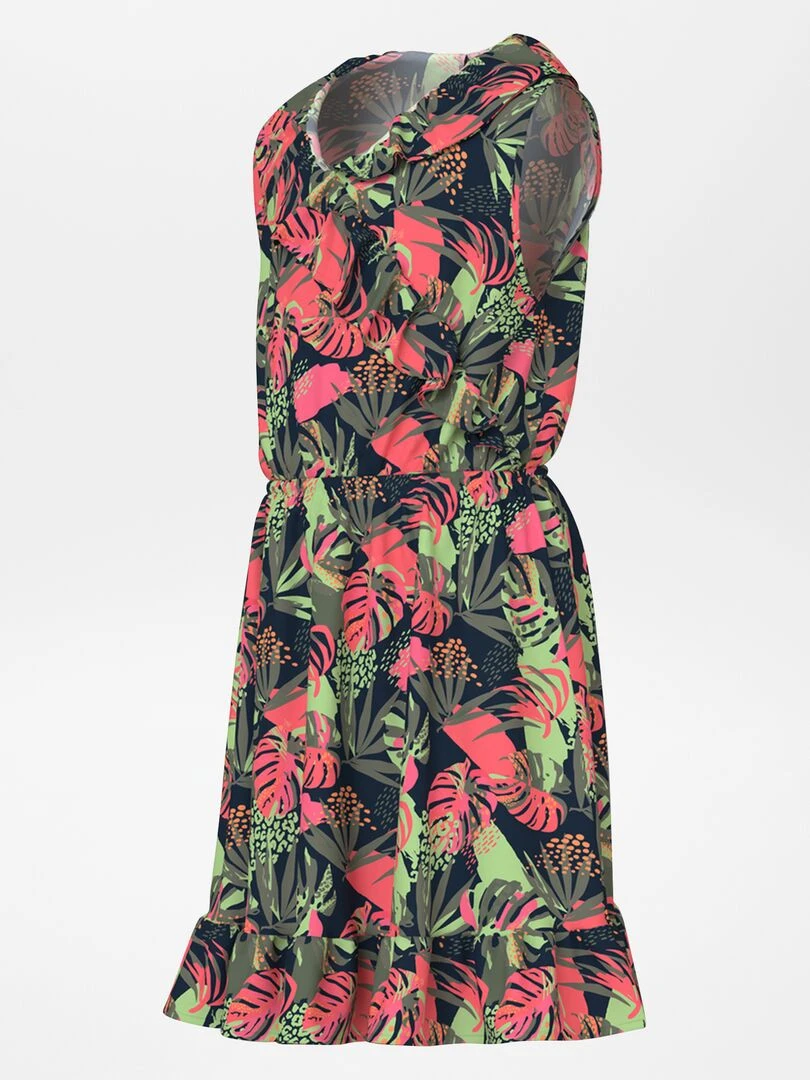 Robe imprimée à volants   Bleu