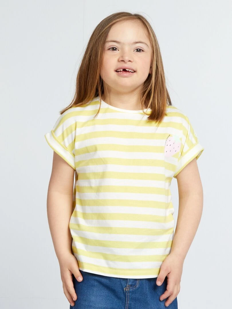 T shirt manches courtes   So Easy   Jaune rayé