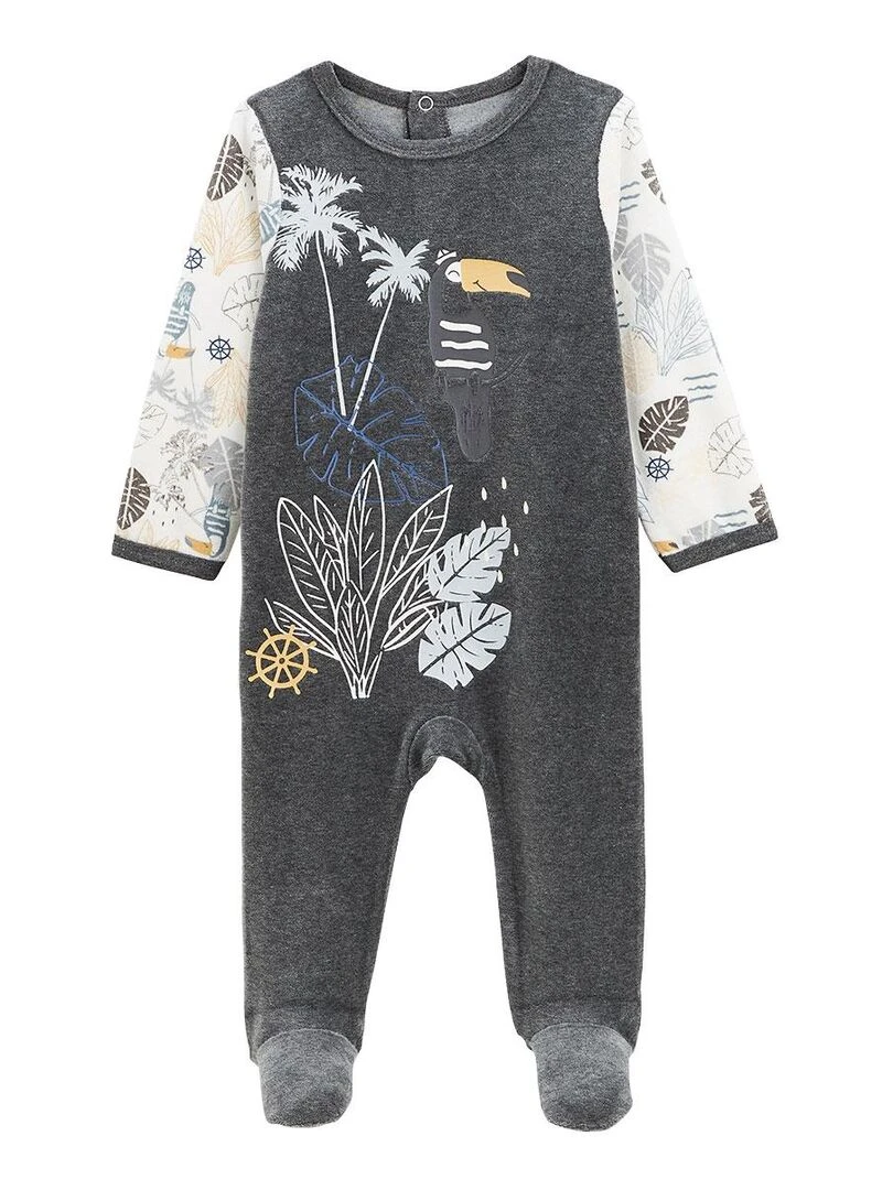 Pyjama bébé en velours Touctouc Gris Gris