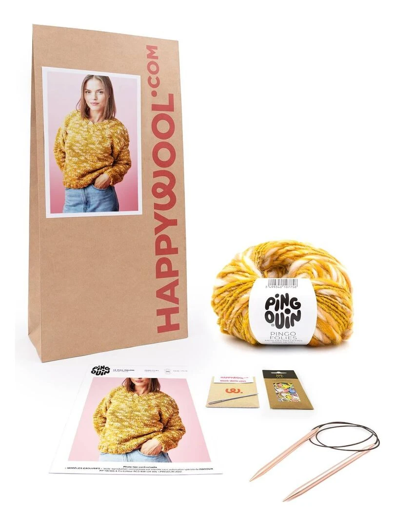 Kit Tricot Pull Femme Malone Jaune