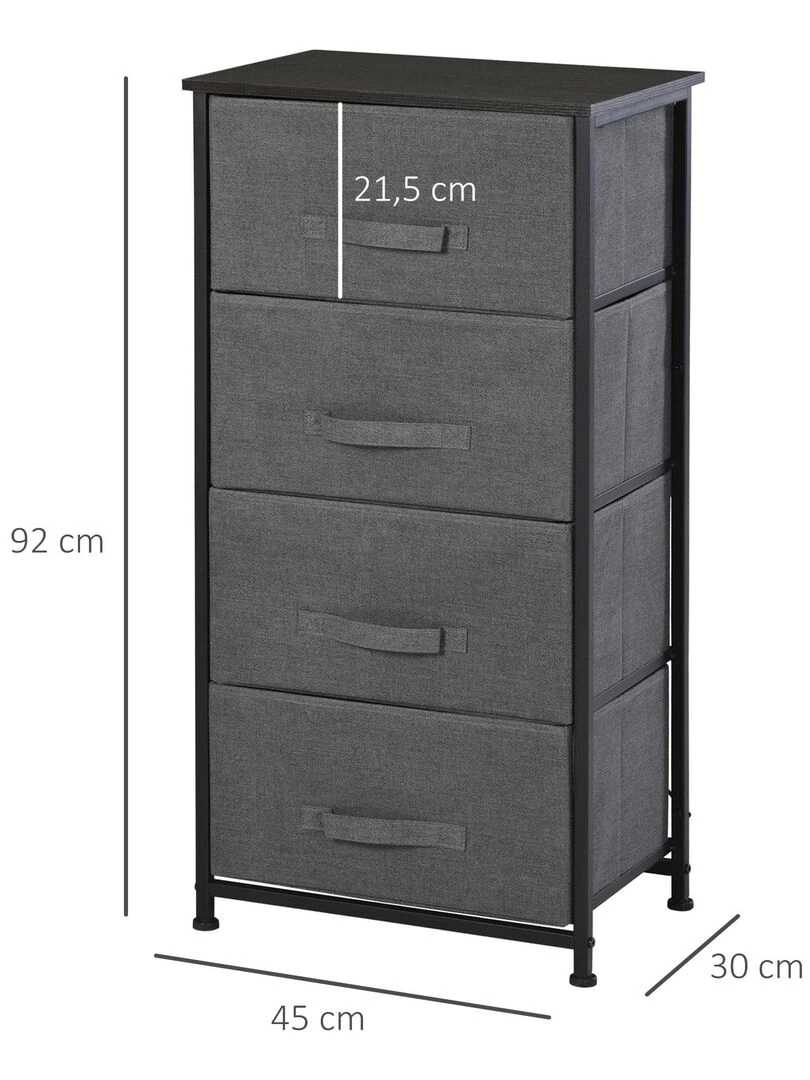 Meuble de rangement 3/4 tiroirs noir   Noir