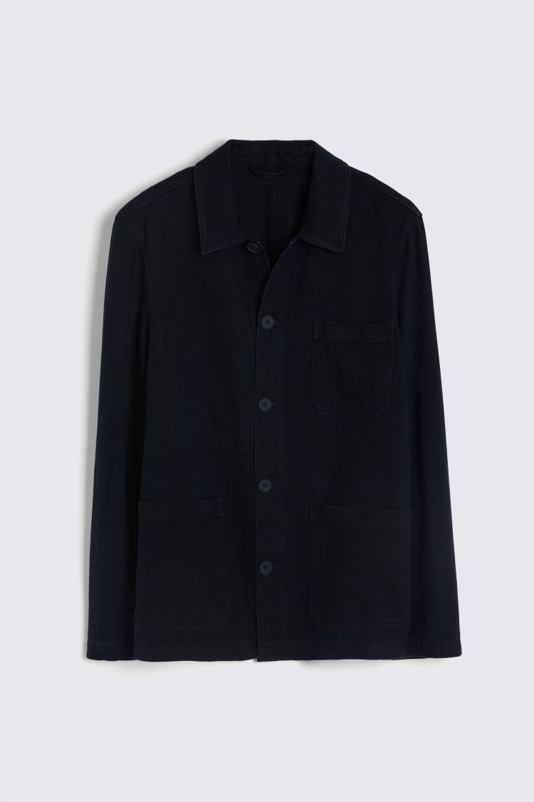 Navy Denim Three Pocket Shacket   Buy Online at Moss