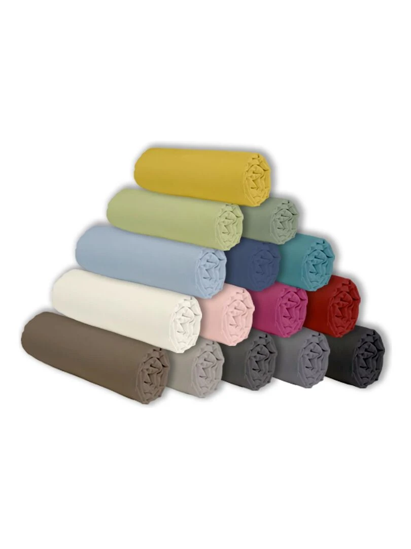 Future Home   Drap housse en coton 57 fils uni   Blanc