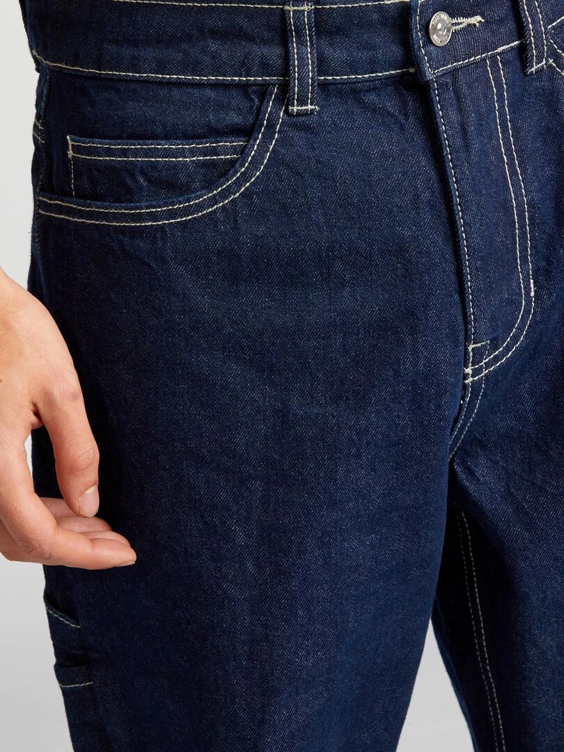 Pantalon denim style carpenter   Bleu