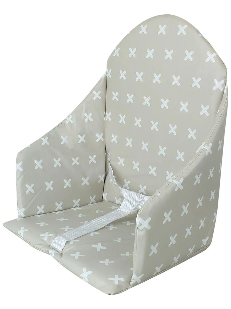 Coussin d'assise universel Miam avec harnais pour chaise haute bébé Monsieur Bébé Blanc Beige