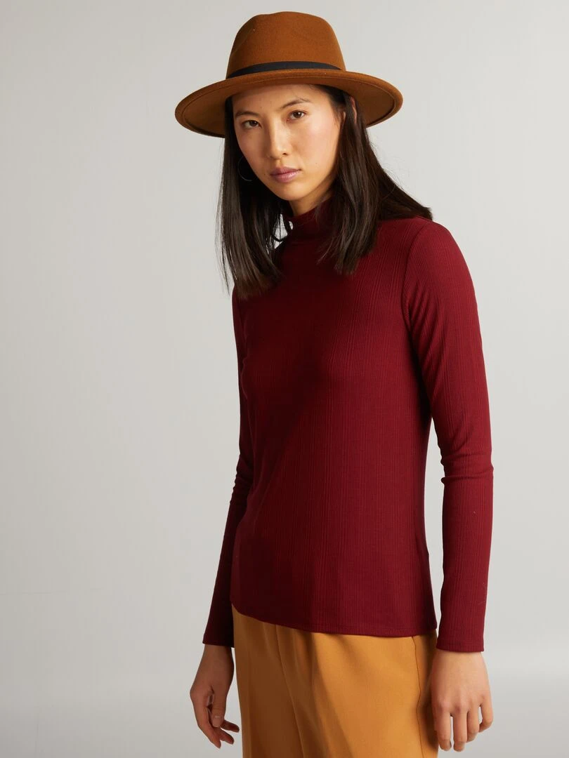 Sous pull en maille côtelée   Terracotta