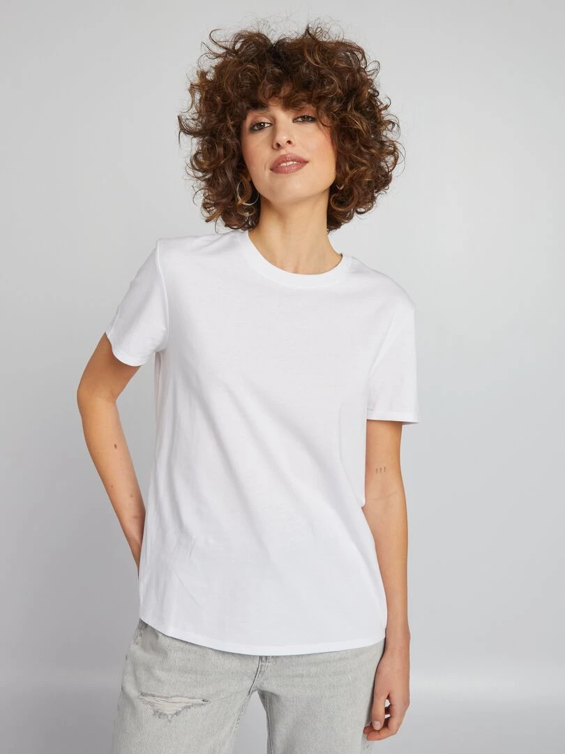 T shirt uni en jersey   blanc