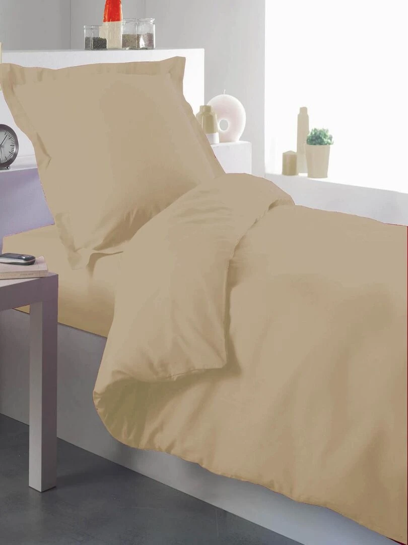 Housse de couette percale 140 x 200 cm unie Beige