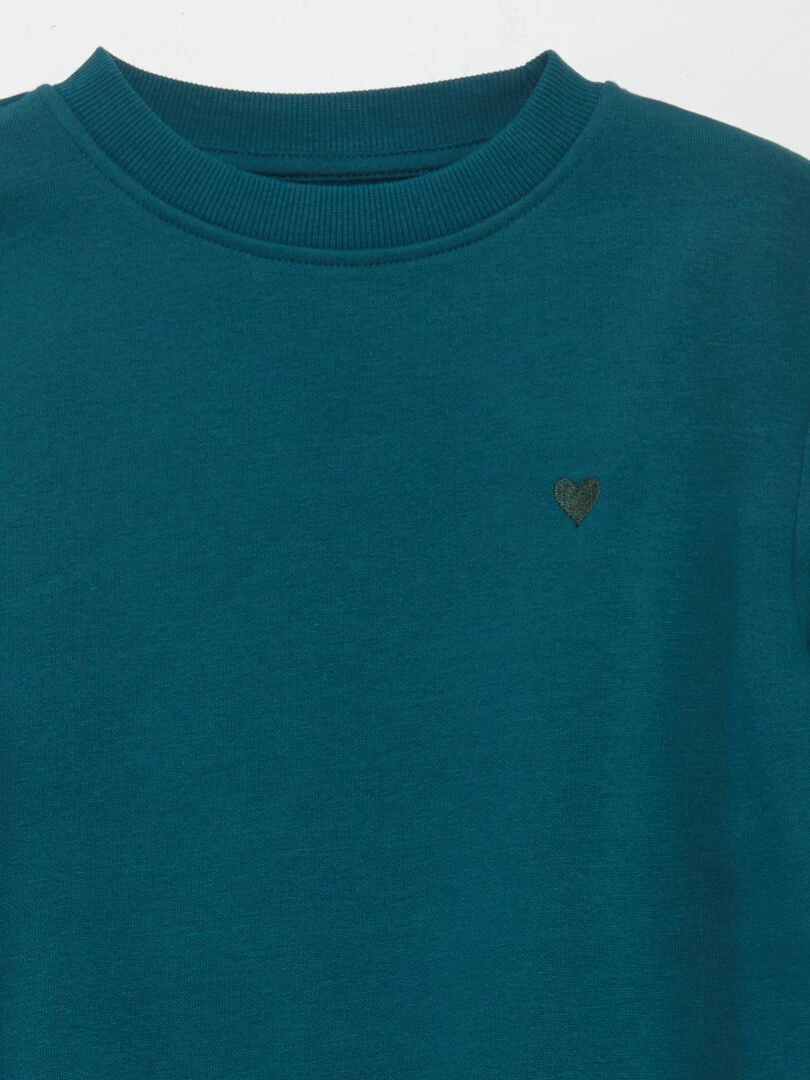 Sweat à col rond molletonné Vert foncé