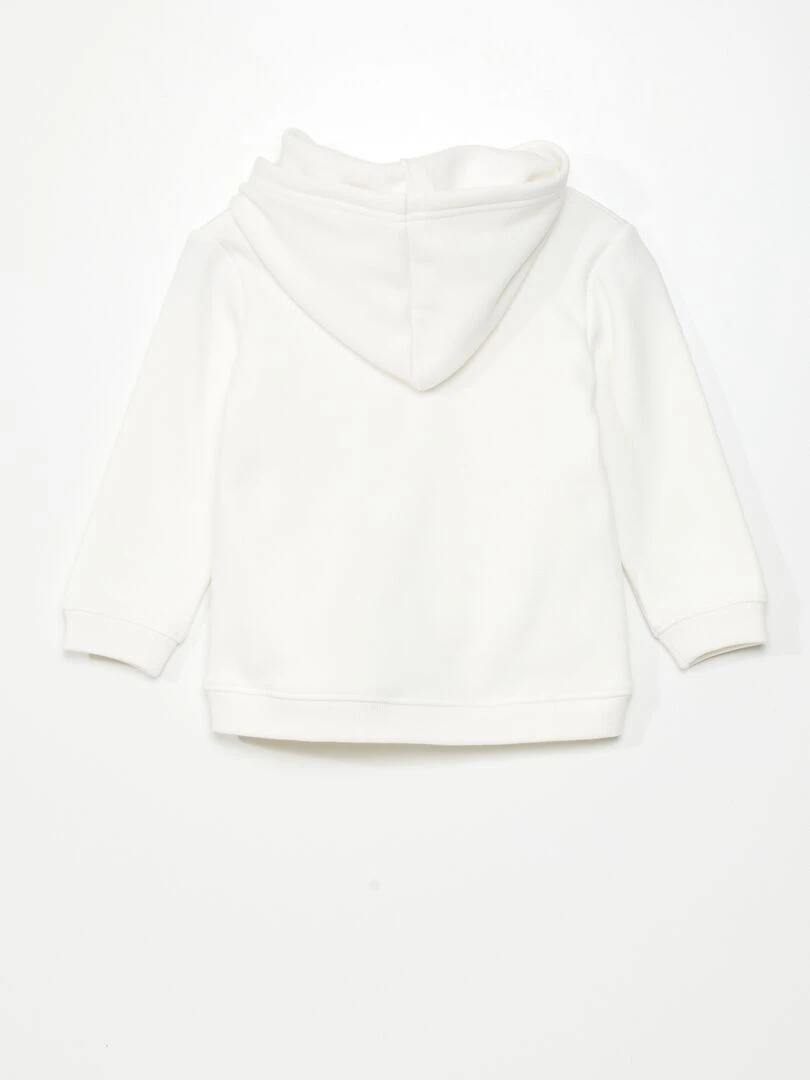 Sweat en molleton avec poche fantaisie Toujours + de chaleur blanc