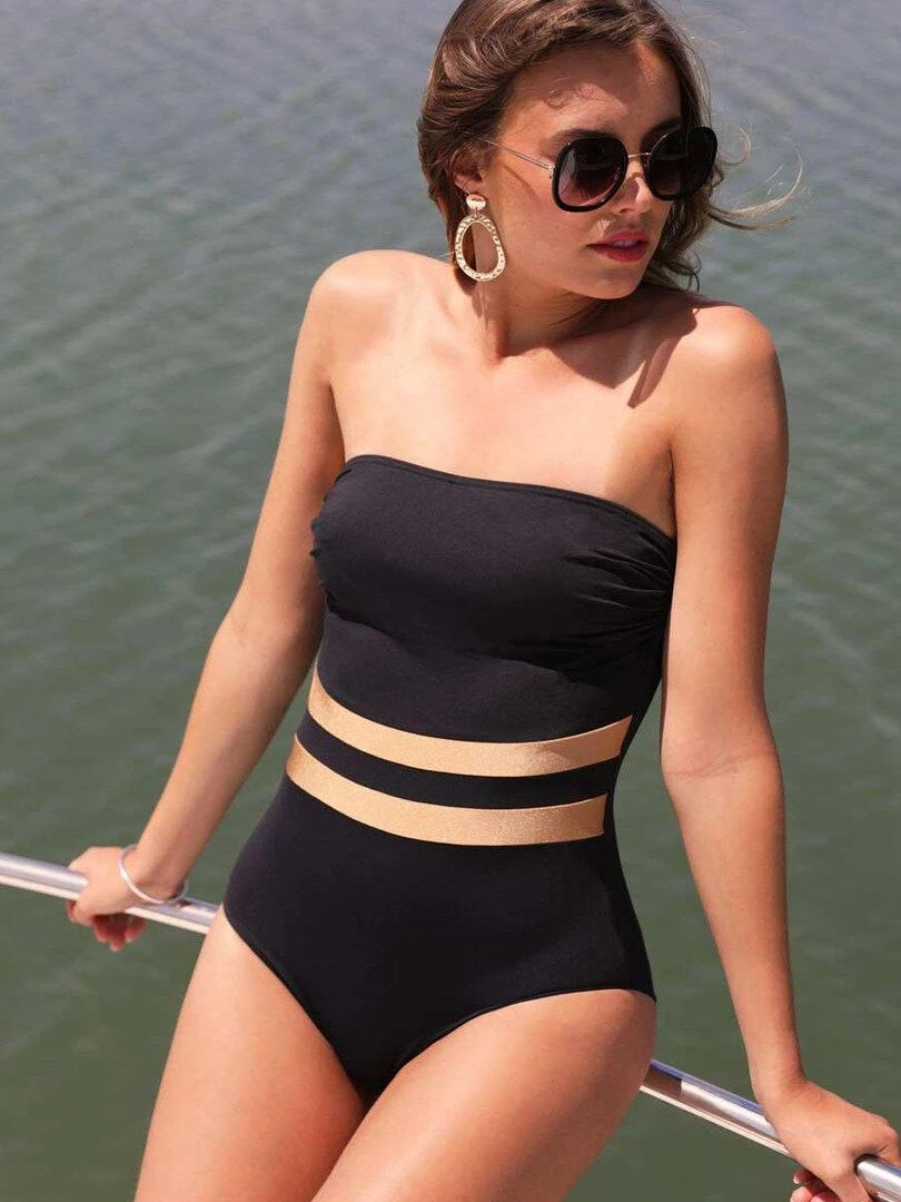 Maillot sculptant une pièce bustier Venezia Bonnets B à D   Noir