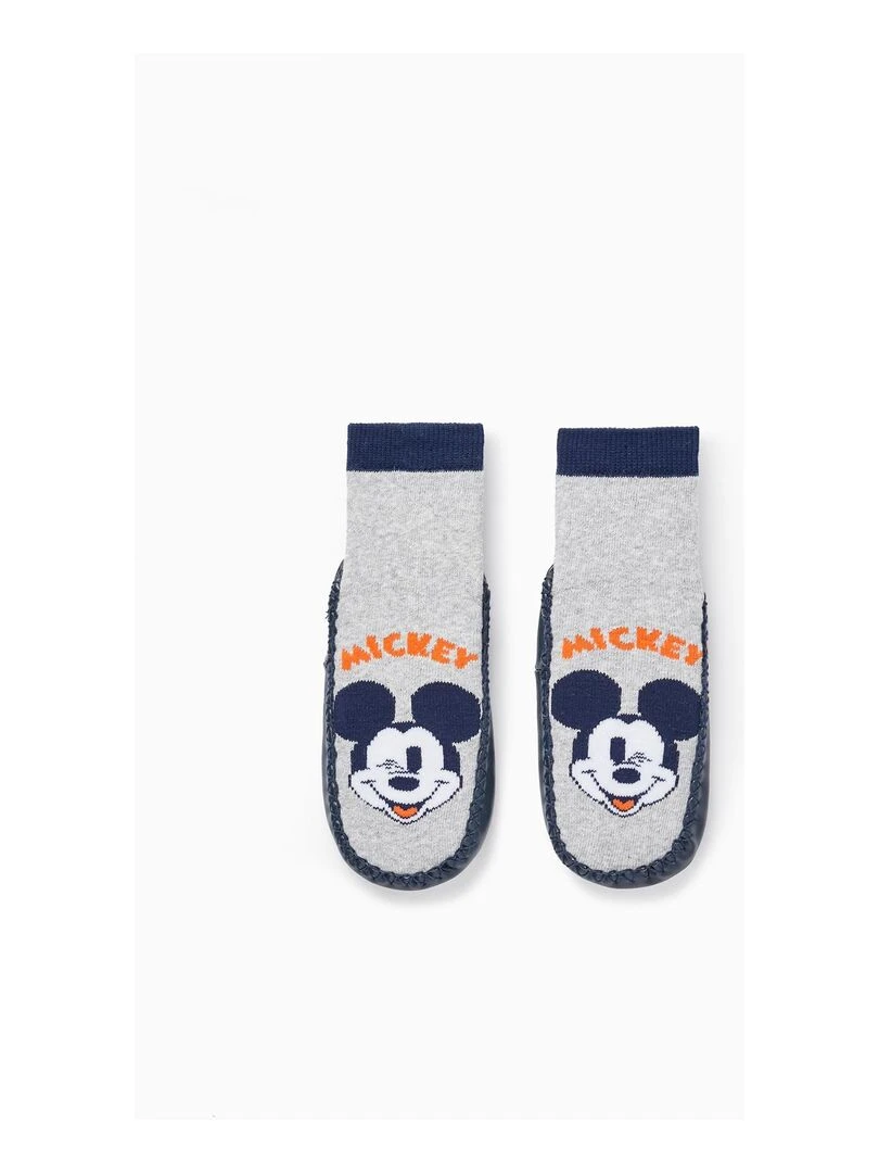 Chaussons Chaussettes pour Garçon 'Mickey' DISNEY Gris clair