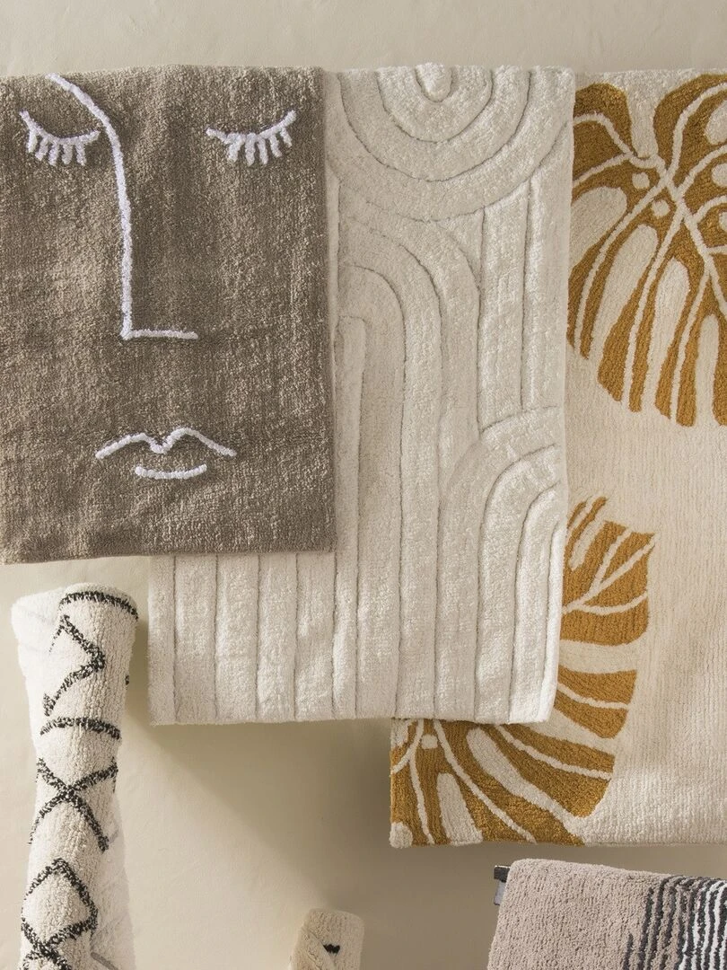 Guy Levasseur   Tapis de bain en coton fantaisie taupe   Gris taupe