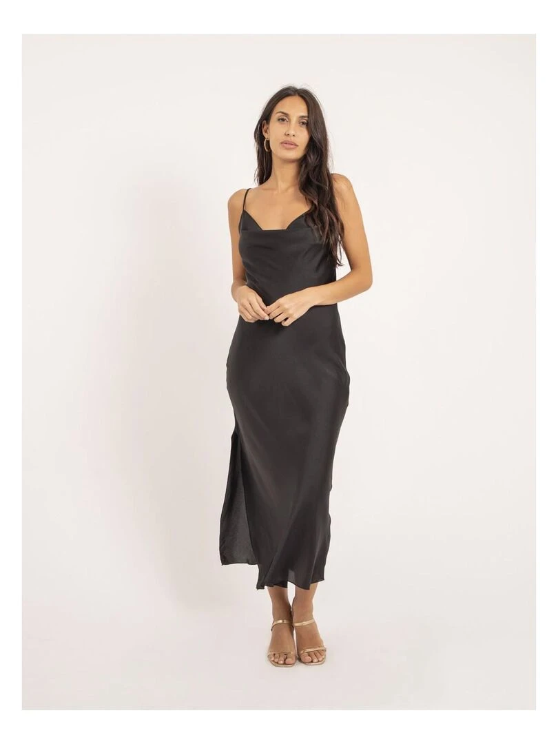 Robe longue satin ISAURIE Noir