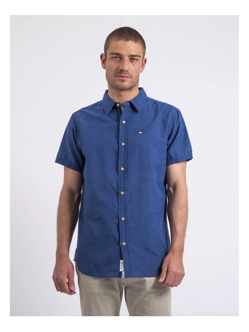Chemise manches courtes pur coton DIMOTOX Bleu