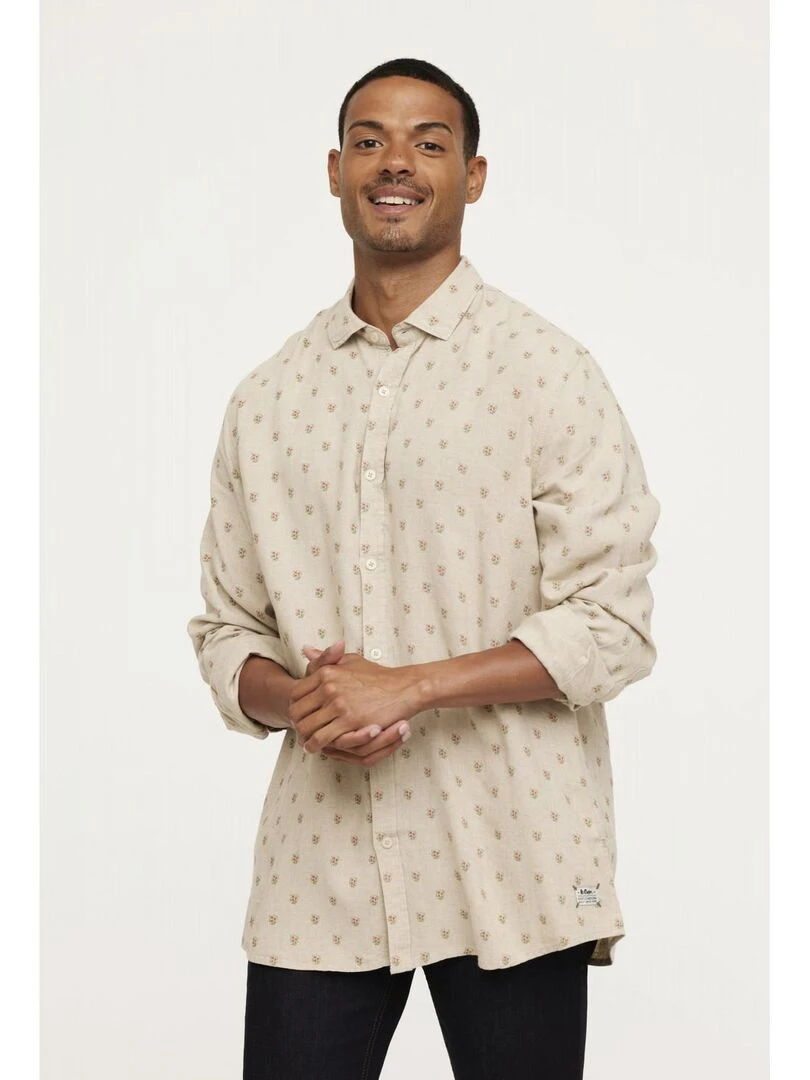 Lee Cooper Chemise manches longues lin comfort DASFO Beige argile