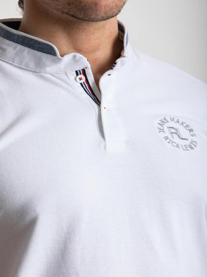 Polo col tunisien coton piqué GERONI 'Rica Lewis' Blanc