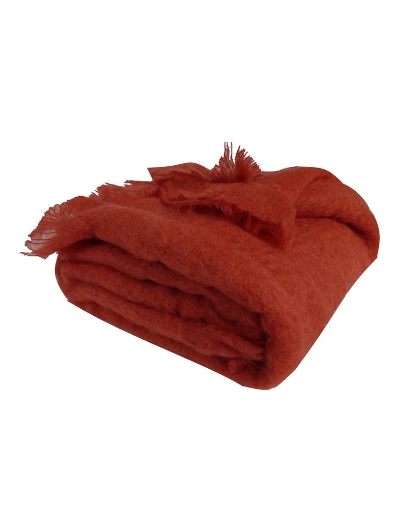 Plaid en Laine Mohair Très Douce Rouge cerise