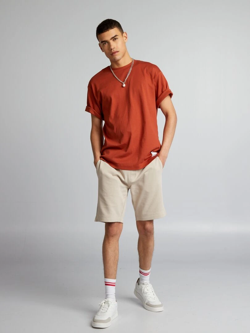 T shirt col rond en coton Orange
