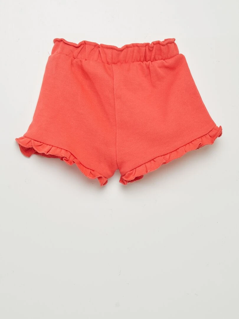 Short en molleton avec volants   Rouge