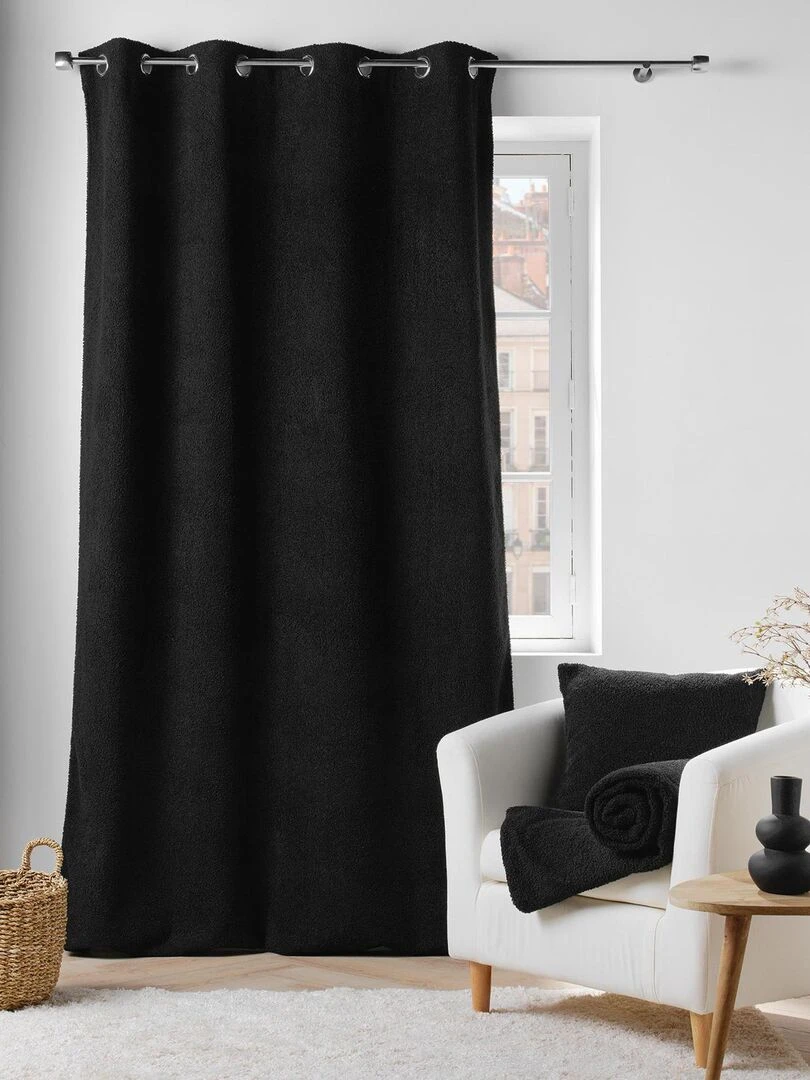 Coussin déhoussable en bouclette unie   Noir