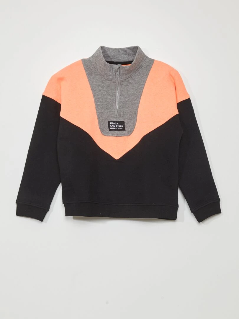 Sweat colorblock en col camionneur Orange/noir