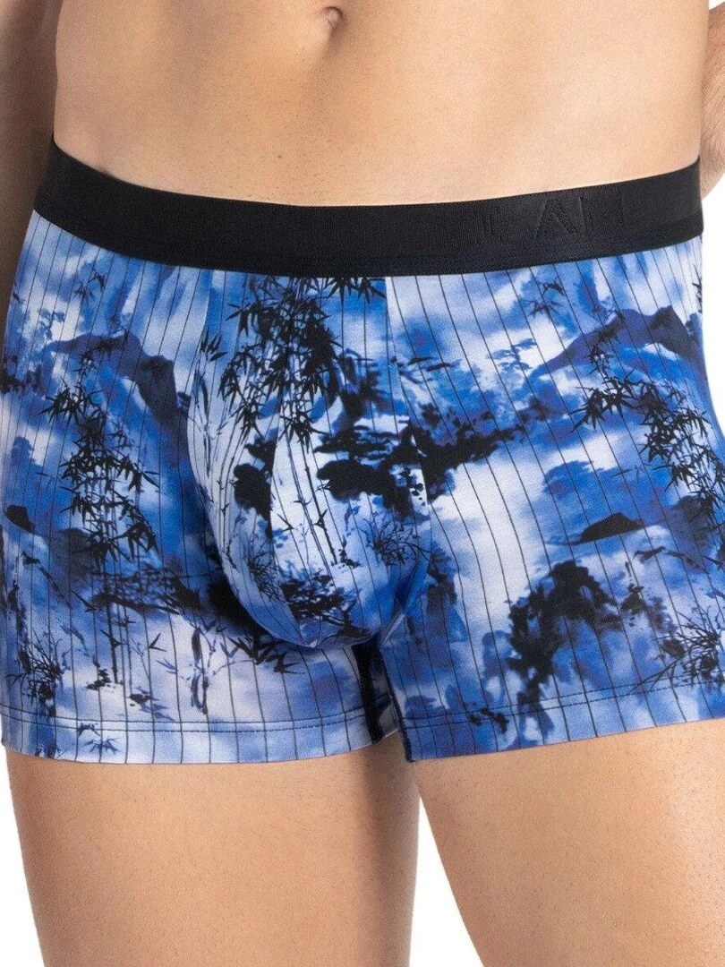 Boxer imprimé japonisant en lyocell Hiroki Bleu