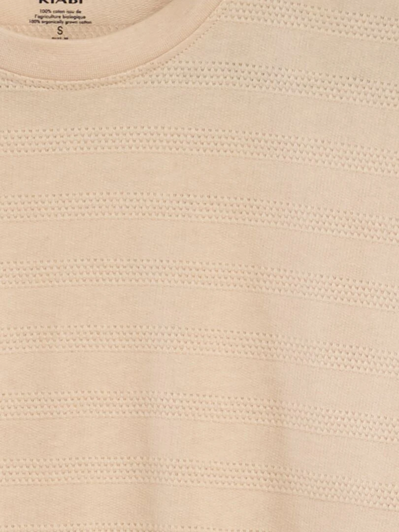 T shirt en coton texturé   Beige