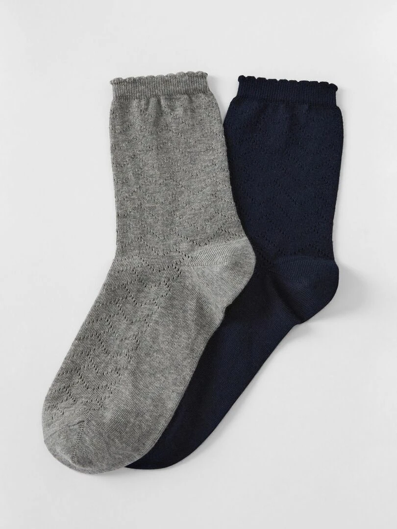 Lot de 2 paires de chaussettes fantaisie Damart Gris Bleu