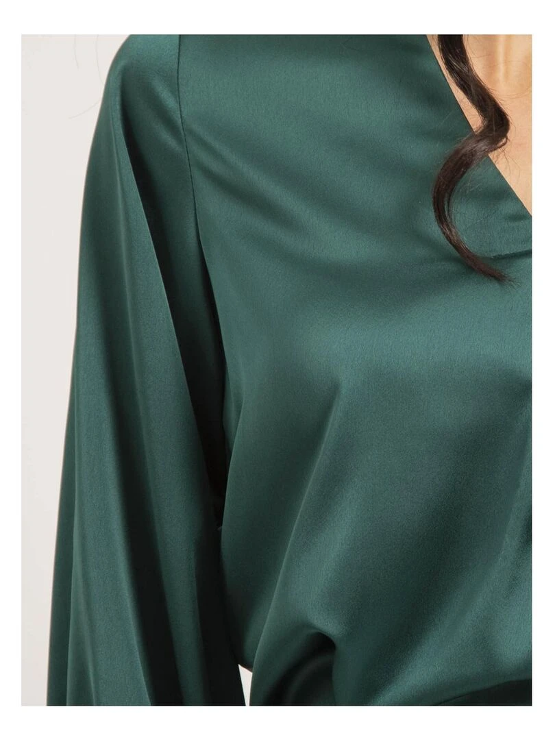 Blouse satin OXANIE   Vert forêt