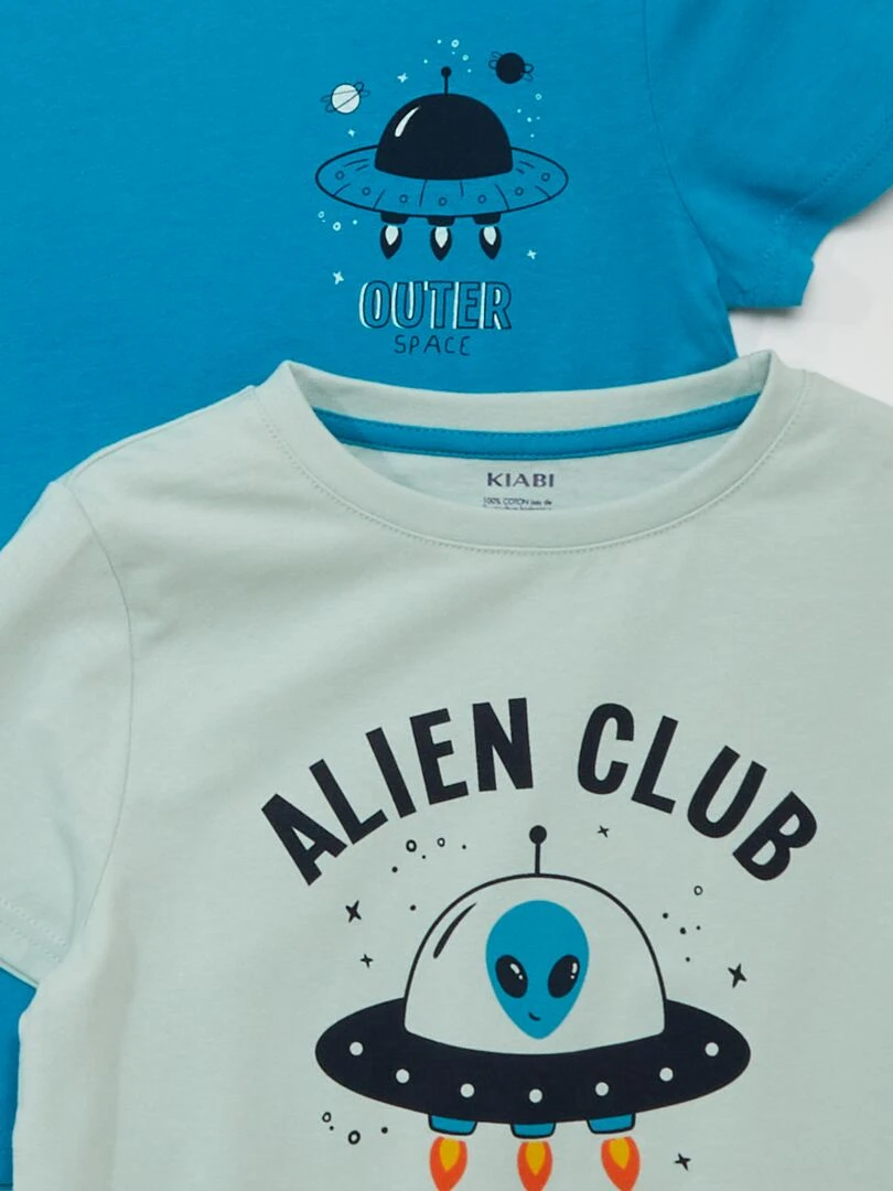 Lot de 3 t shirts en jersey   Bleu/orange