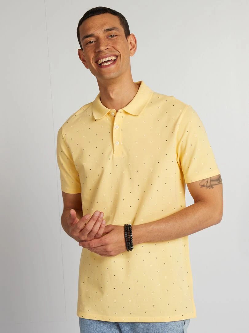 Polo imprimé en piqué de coton   Jaune