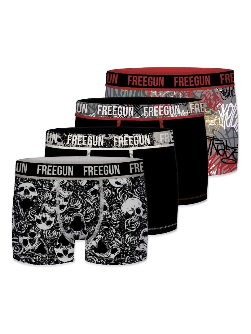 Lot de 4 Boxers garçon en coton Freegun Noir