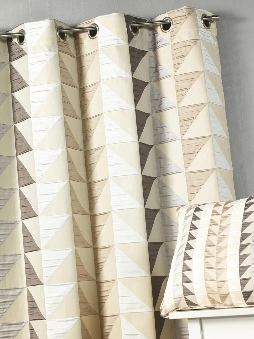 Rideau en jacquard imprimés triangulaires Beige
